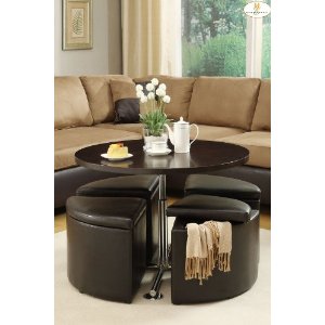 gas lift top coffee table with ottomans