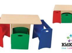 Kid Kraft activity table with benches in primary colors