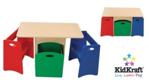 Kid Kraft activity table with benches in primary colors